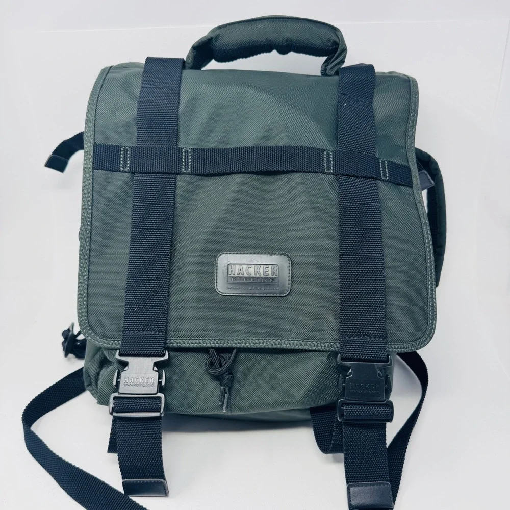 Kipling Hacker Green Nylon Flap Drawstring‎ Backpack Bag
